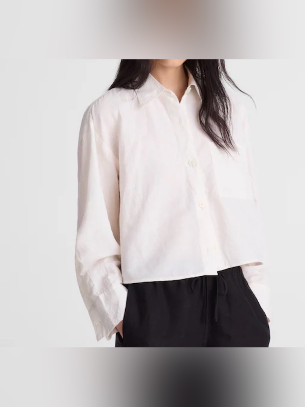 Madewell WomenCropped boxy cream Button-Up Linen blend oversized.Linen-cotton